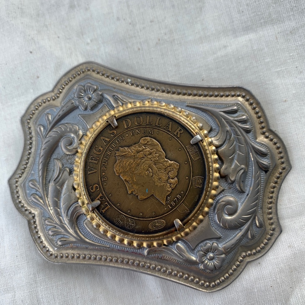 VTG CASINO LAS VEGAS DOLLAR 1878 COIN BELT BUCKLE